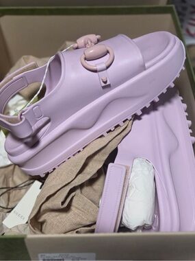Gucci Lilac Horsebit Slingback Platform Sandal
